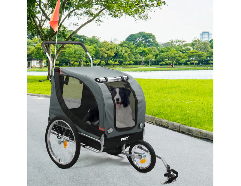 Pawz Pet Stroller Bike Trailer Foldable Pet Trailer 3-IN-1 Outdoor Sunroof