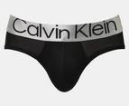 Calvin Klein Men's Reconsidered Steel Microfibre Hip Briefs 3-Pack - Black/Teal/Lime