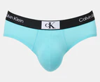 Calvin Klein Men's 1996 Cotton Stretch Hip Briefs 3-Pack - Blue/Grey/Black