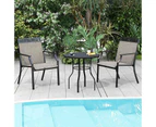 Costway 2x Outdoor Patio Dining Chairs Metal Armchairs w/Breathable Mesh Bistro Seat Patio Coffee