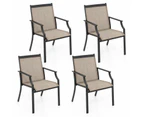 Costway 4x Outdoor Dining Chairs Metal Frame Armchairs Patio Lounge Chair Bistro Set Breathable Mesh