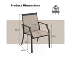 Costway 4x Outdoor Dining Chairs Metal Frame Armchairs Patio Lounge Chair Bistro Set Breathable Mesh