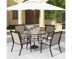 Costway 4x Outdoor Dining Chairs Metal Frame Armchairs Patio Lounge Chair Bistro Set Breathable Mesh