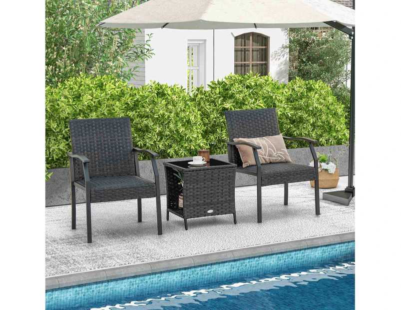 Costway 3× Outdoor Lounge Setting Rattan Furniture Set All-weather Patio Table Chairs Cushion Bistro Garden Balcony