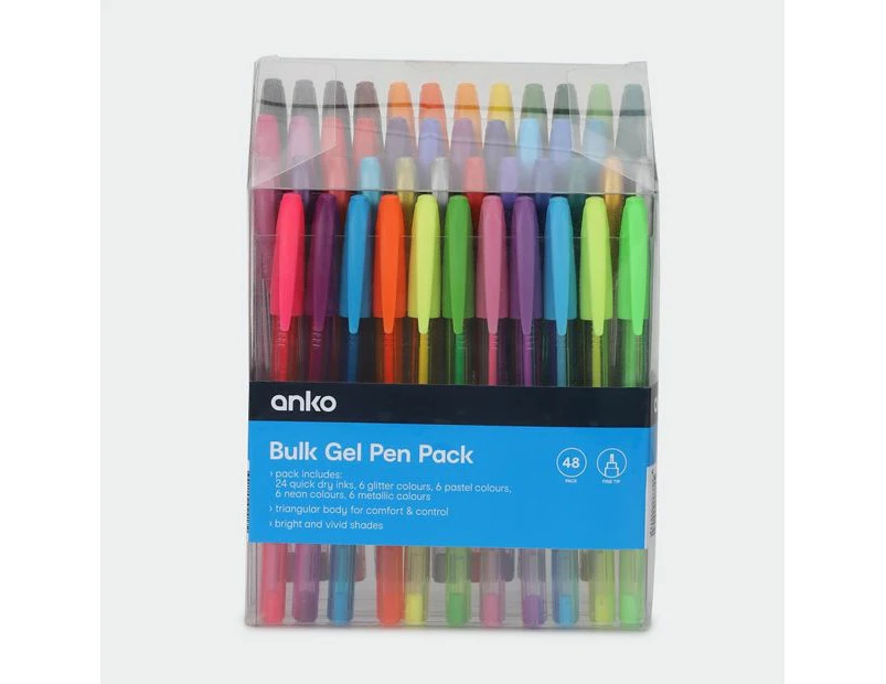 Gel Pens, 48 Pack - Anko - Multi