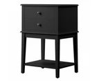 Merci 2-Drawer Bedside Nightstand End Lamp Side Table - Black - Black