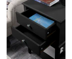 Merci 2-Drawer Bedside Nightstand End Lamp Side Table - Black - Black