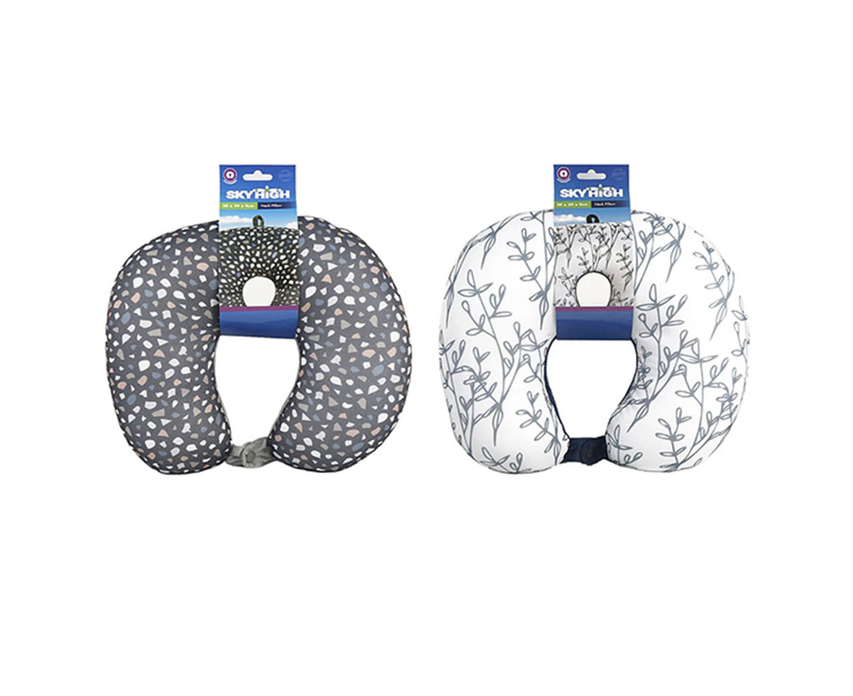 2x Sky High Lightweight Portable Travel Neck Support Pillow Assorted Designs