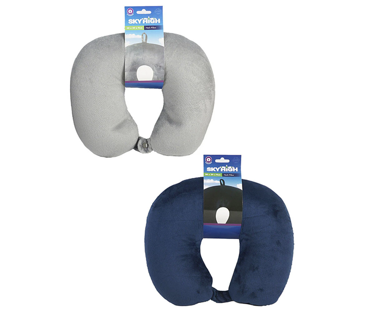 2x Sky High Lightweight Portable Travel Neck Support Pillow Assorted Colours