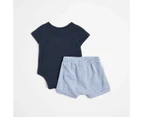 Target Baby Organic Cotton Bodysuit & Shorts Set - Blue