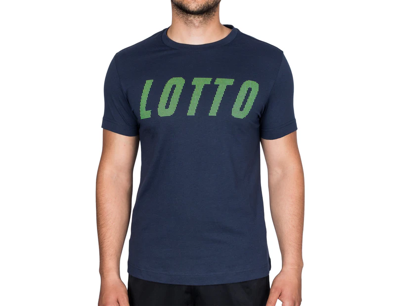 Lotto Mens L73 Logo Tee Shirt Sports Tennis Training - Navy/Yellow