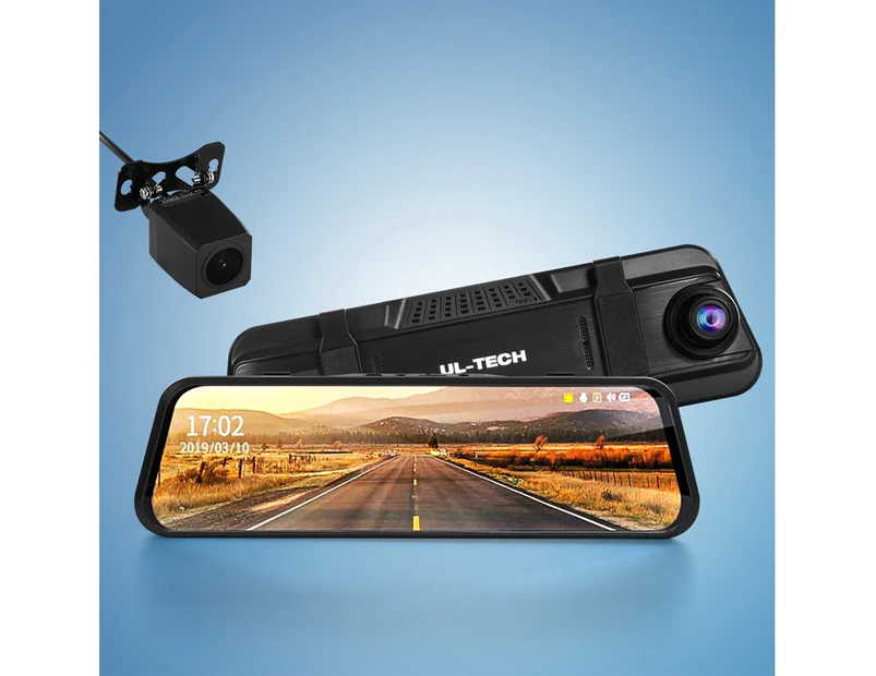 UL-tech Dash Camera 1080P 9.66" Front and Rear View Cam Car DVR Reverse Recorder