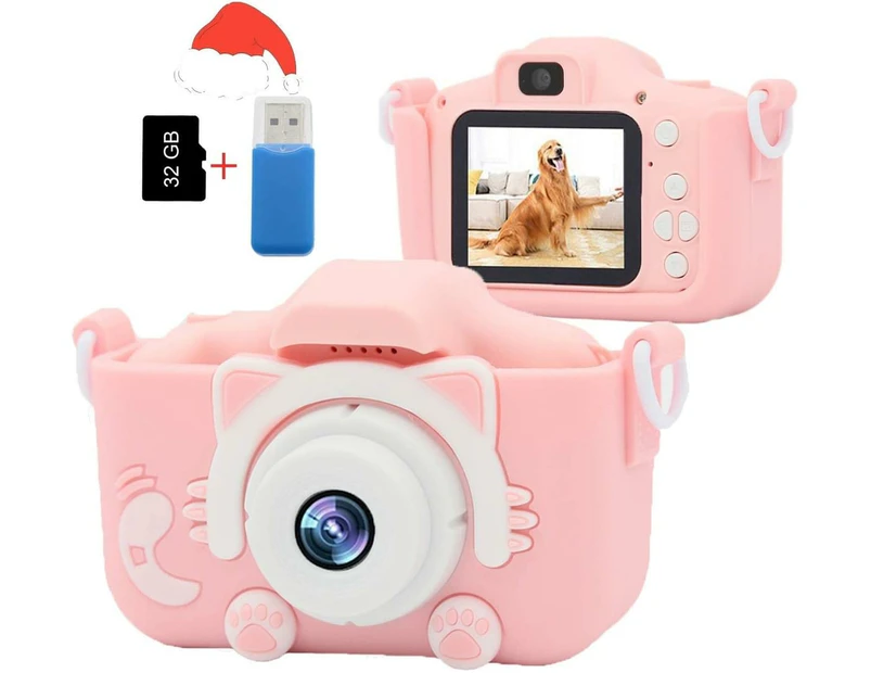 2021 Kids Camera for Girls Boys, HD 2.0 Inches Screen Child Selfie Video Camera Digital Camcorder Toys-Pink