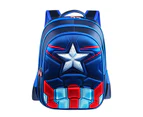 Kids Superhero Backpack Boys Girls School Book Bag Travel Shoulder Rucksack - Captain America Blue