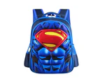 Kids Superhero Backpack Boys Girls School Book Bag Travel Shoulder Rucksack - Superman Blue