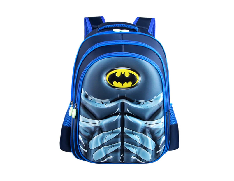 Kids Superhero Backpack Boys Girls School Book Bag Travel Shoulder Rucksack - Batman Blue