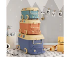 Juna 3PCS Toy Storage Box w Casters Cute Car Toy Container Kids Toys Organiser Stackable Snack Boxes