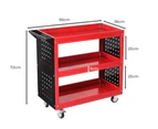 Traderight Tool Trolley Cart 3 Tier Toolbox Workshop Garage Organizer 150kg Red - Red