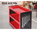 Traderight Tool Trolley Cart 3 Tier Toolbox Workshop Garage Organizer 150kg Red - Red