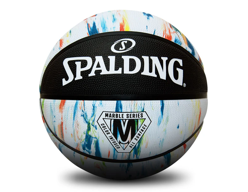 Spalding Marble Series Size 6 Outdoor Basketball - Black/Rainbow