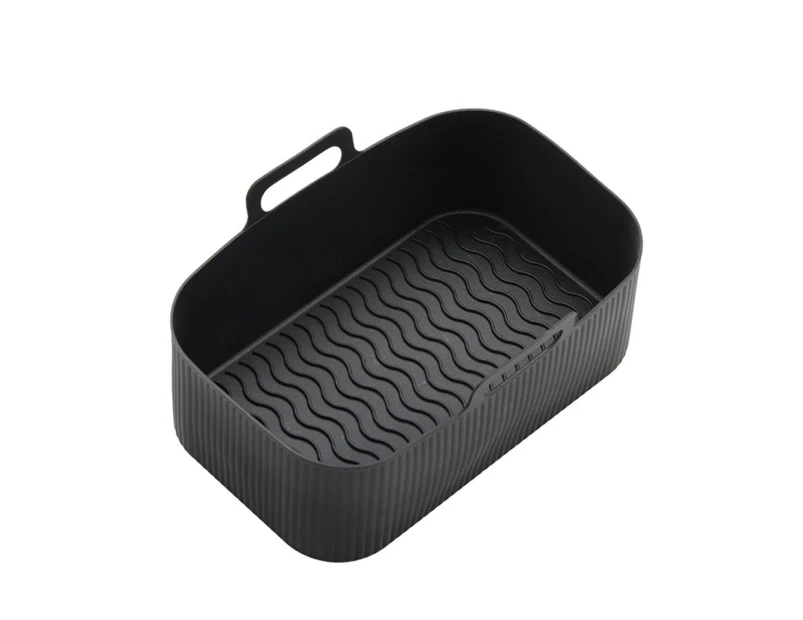 Black Rectangle Reusable Baking Tray Air Fryer Durable Silicone Pot Basket Liner