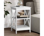 Oikiture Side Table Coffee Bedside Sofa End Tables 3-tier Shelf White