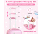 Costway 2pcs Kids Luggage Set 13"+18" Travel Trolley Dinosaurs Rolling Suitcase Children Backpack Gift Pink