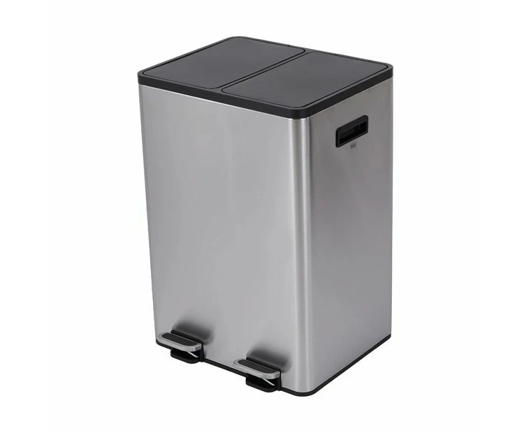 2 Compartment Stainless Steel Recycle Bin, 40L - Anko