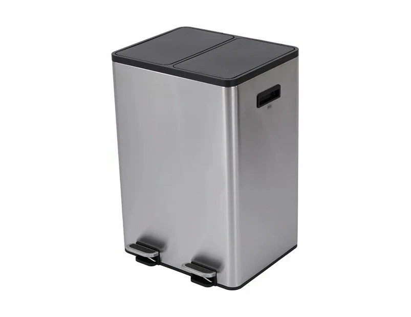 2 Compartment Stainless Steel Recycle Bin, 40L - Anko