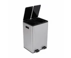 2 Compartment Stainless Steel Recycle Bin, 40L - Anko