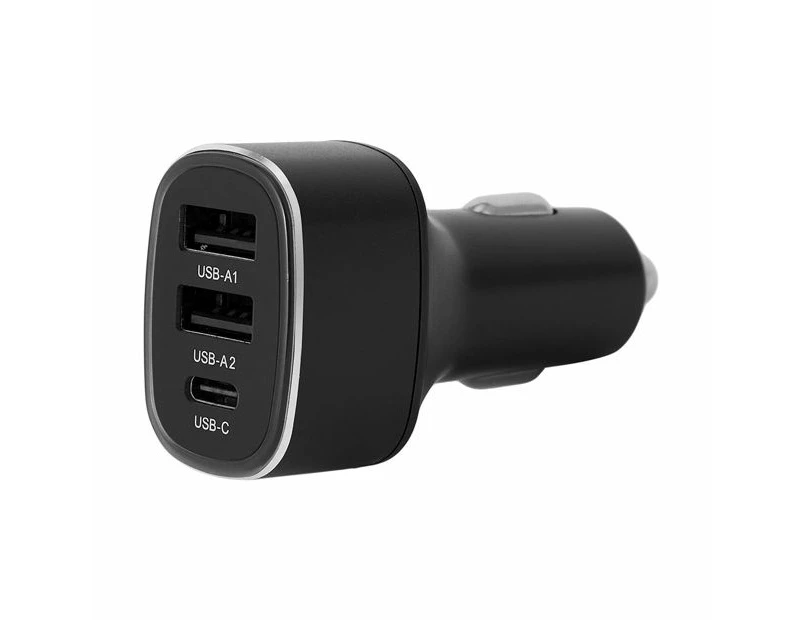Car Charger with USB and USB-C - Anko - Black
