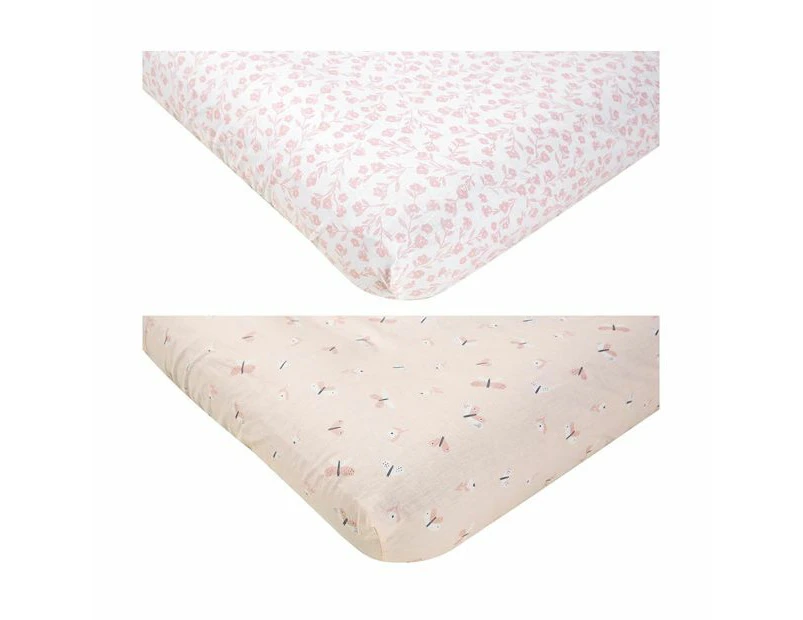 Fitted Cotton Cot Sheets, 2 Pack - Anko