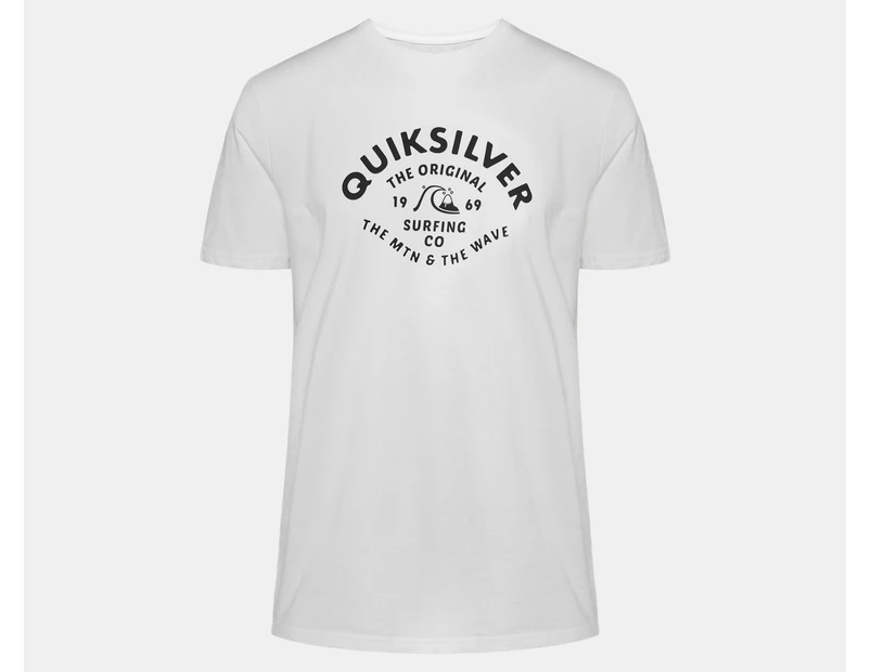 Quiksilver Men's Script Talk Front Tee / T-Shirt / Tshirt - White