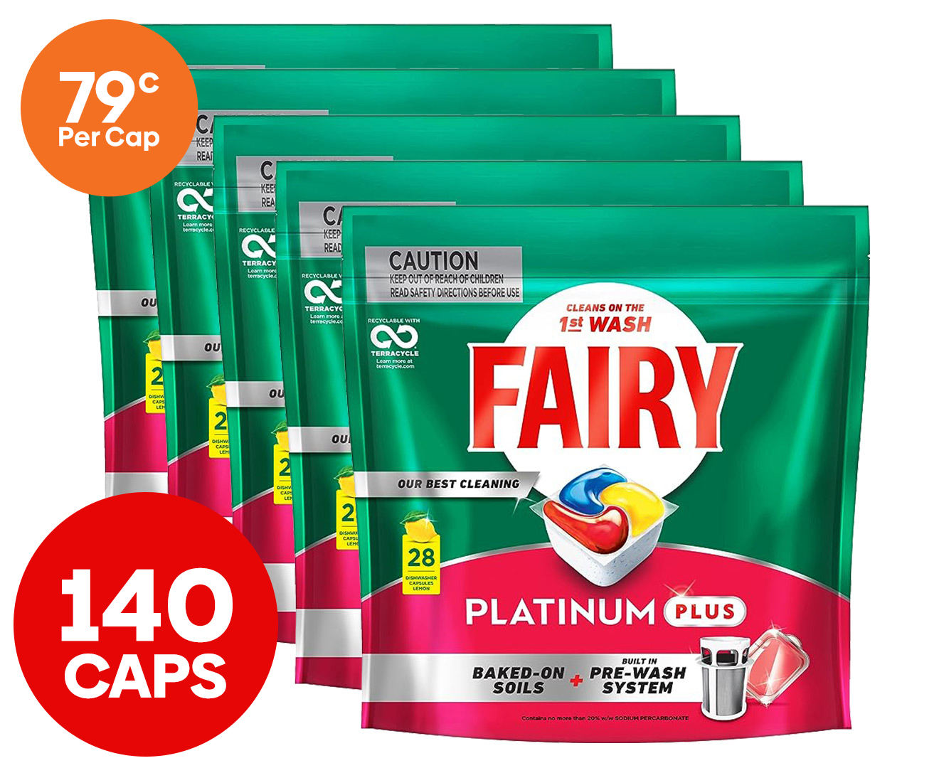 Fairy Platinum Plus All-in-One Dishwasher Tablets Bulk, Lemon, 55 Tablets :  : Grocery