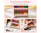 Costway Wooden Kids Pretend Grocery Store Stall Children Market Stand Play Food Toys Set Pink