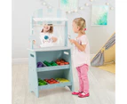 Costway Wooden Kids Pretend Grocery Store Stall Children Market Stand Play Food Toys Set Blue