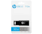 HP 712W 32GB USB 3.2 70MB/s Flash Drive Memory Stick Slide 0C to 60C 4.5 - 5.5 VDC Push-Pull Design External Storage for Windows 10 11 Mac