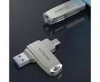 Thinkplus 64GB USB-A&Type-C Dual Interface USB Flash Drive 360°Rotary High Transmission Speed Pendrive Mini Portable Memory U Disk for TV Laptop
