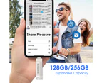 Microdrive 128GB USB3.0&iP Flash Drive 2-in-1 Dual Metal Interface USB3.0 OTG Pendrive for PC Tablet Phone -Silver
