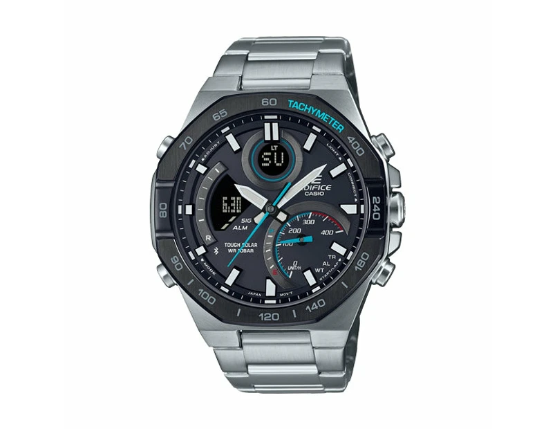 Casio Edifice Sport Bluetooth Solar Multifunction Gent's Watch Model Eds 48bss 10atm Stainless Steel Case And Bracelet Black Dial
