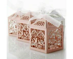 10Pcs Laser Cut Wedding Candy Gift Boxes - Pink