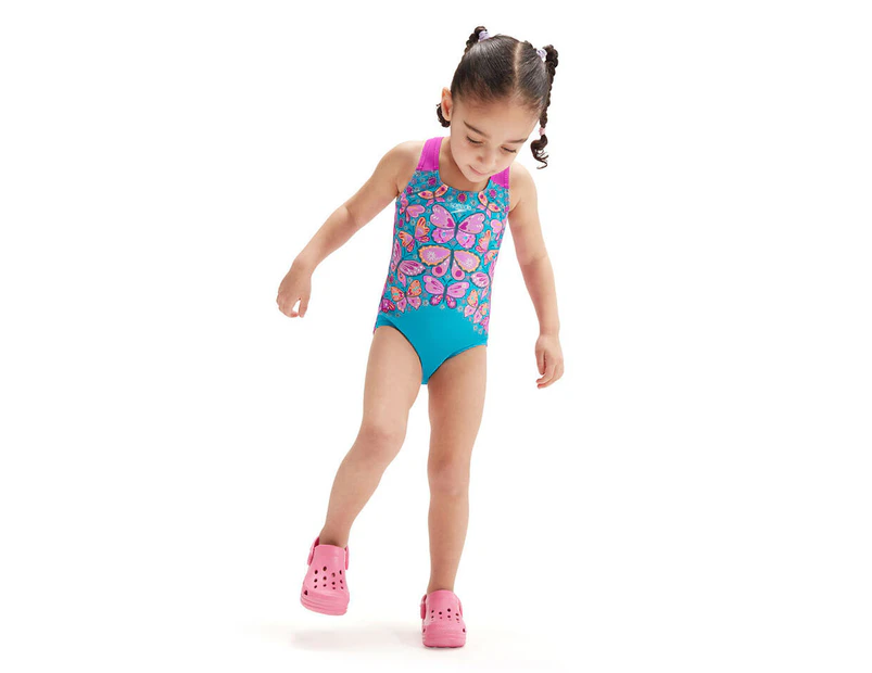 Speedo Toddler Girls' Digital Placement One Piece Swimsuit - Very Fuchsia