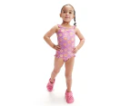 Speedo Toddler Girls' Digital Allover Thinstrap One Piece Swimsuit - Parma Violet/Very Fuschia/Apricot Jam/Parrot