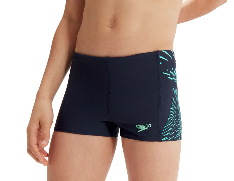 Speedo Boys' Plastisol Placement Aquashorts - Navy/Green