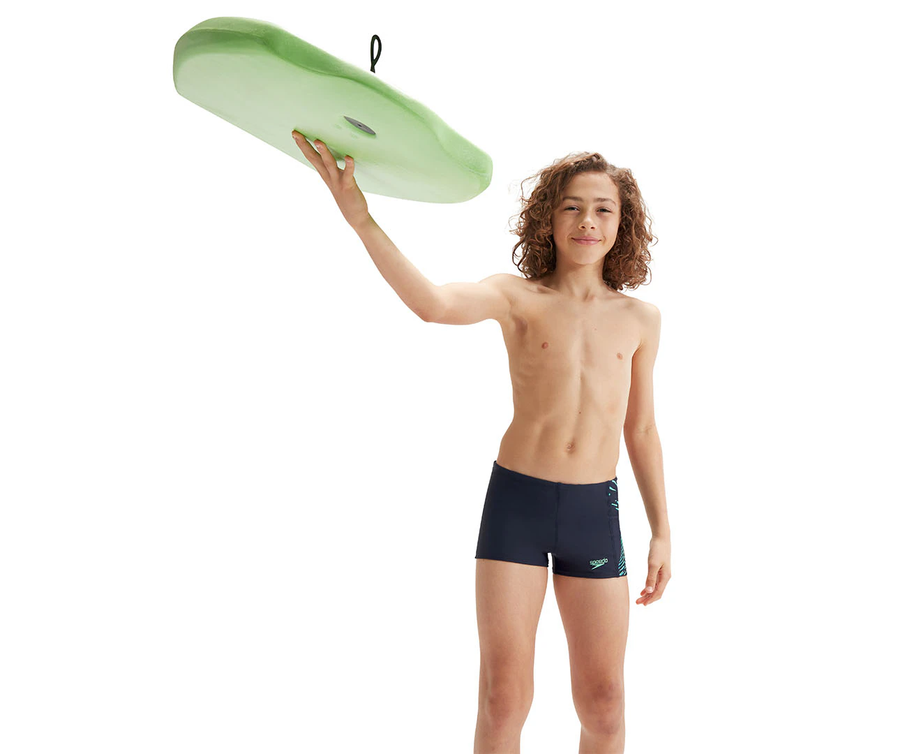 Speedo Boys' Plastisol Placement Aquashorts - Navy/Green