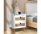 Giantex Modern Bedside Table 2 Chest of Drawers Boho Accent Table Nightstand Living Room Bedroom, White