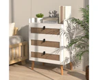 Giantex Modern 3 Chest of Drawers Boho Accent Table Bedside End Table Nightstand Living Room Bedroom, White