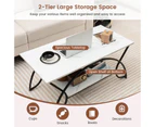 Giantex 2-Tier Modern Coffee Table Rectangular Accent Table Sofa Side Table w/Storage Shelf & Metal Frame, Black