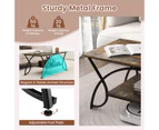 Giantex 2-Tier Modern Coffee Table Rectangular Accent Table Sofa Side Table w/Storage Shelf & Metal Frame, Dark Brown