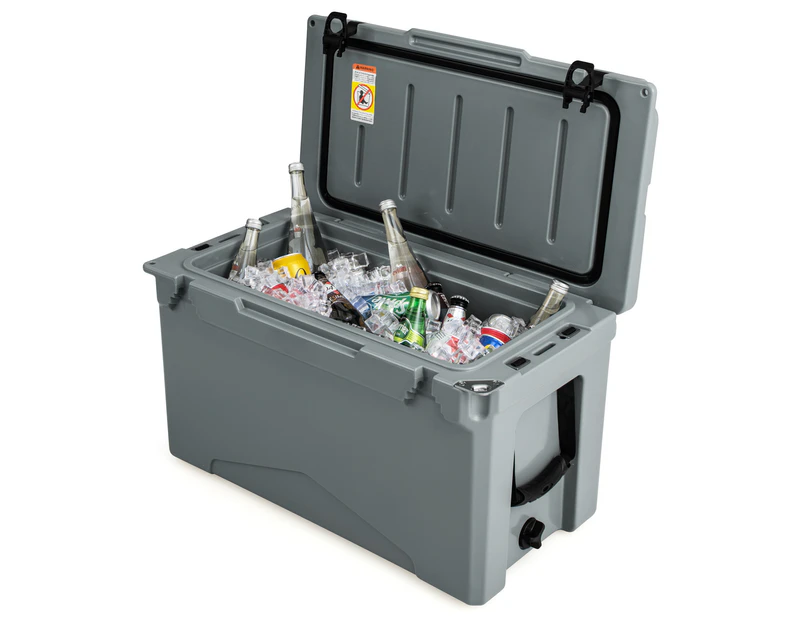 Costway 47L Outdoor Ice Chest Portable Hard Cooler w/Bottle Opener Camping BBQ Beach RV, Grey